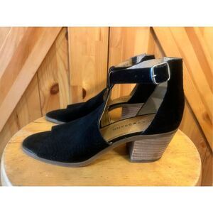 LUCKY BRAND WOMENS 6.5M BLACK SUEDE HEEL OPEN TOE